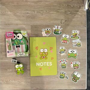 Sanrio Keroppi: Mini Bag with Stationary Set, Bag Charm, Notebook, Stickers NEW
